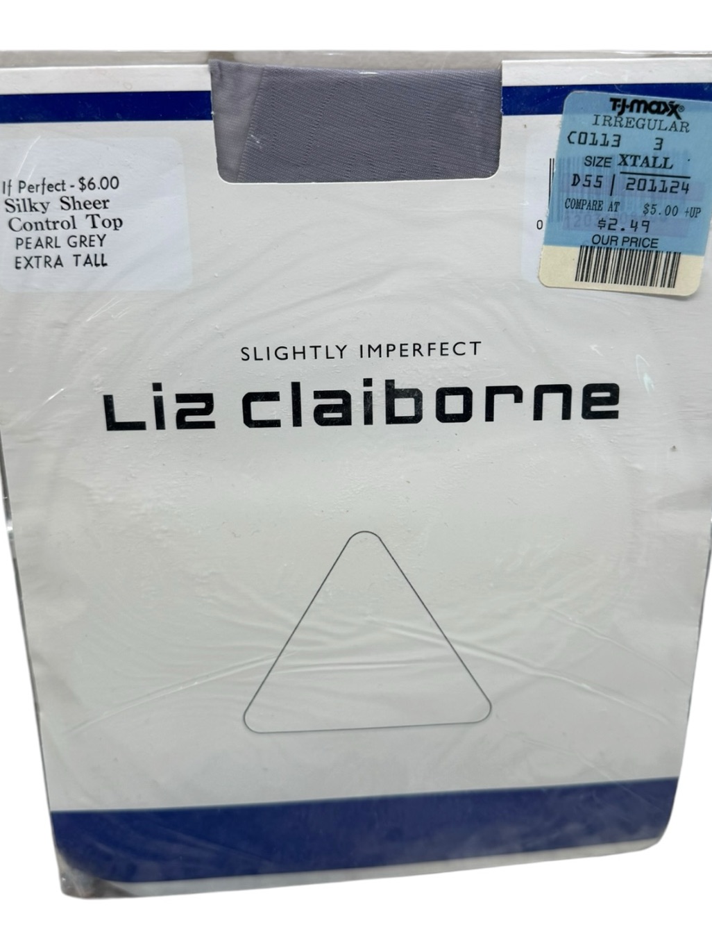 Liz Claiborne Silky Sheer Control Top Pantyhose Extra Tall Pearl Gray